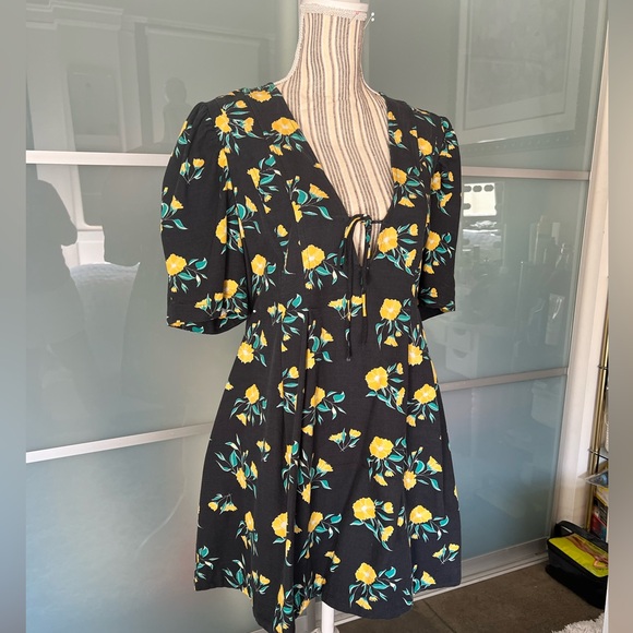 Free People Adelle Black Combo Floral Tunic Dress - Picture 3 of 4